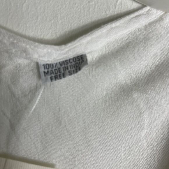 Women’s White Boho Sheer Cover Up Midi Dress Fairy Embroidered Boho One Size - Picture 7 of 11